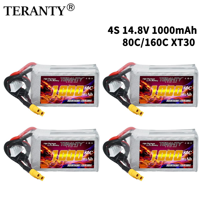 Lipo Battery 4S - TERANTY 4S 1000mAh 14.8V 80C/160C แบตเตอรี่ลิโพพร้อมปลั๊ก
