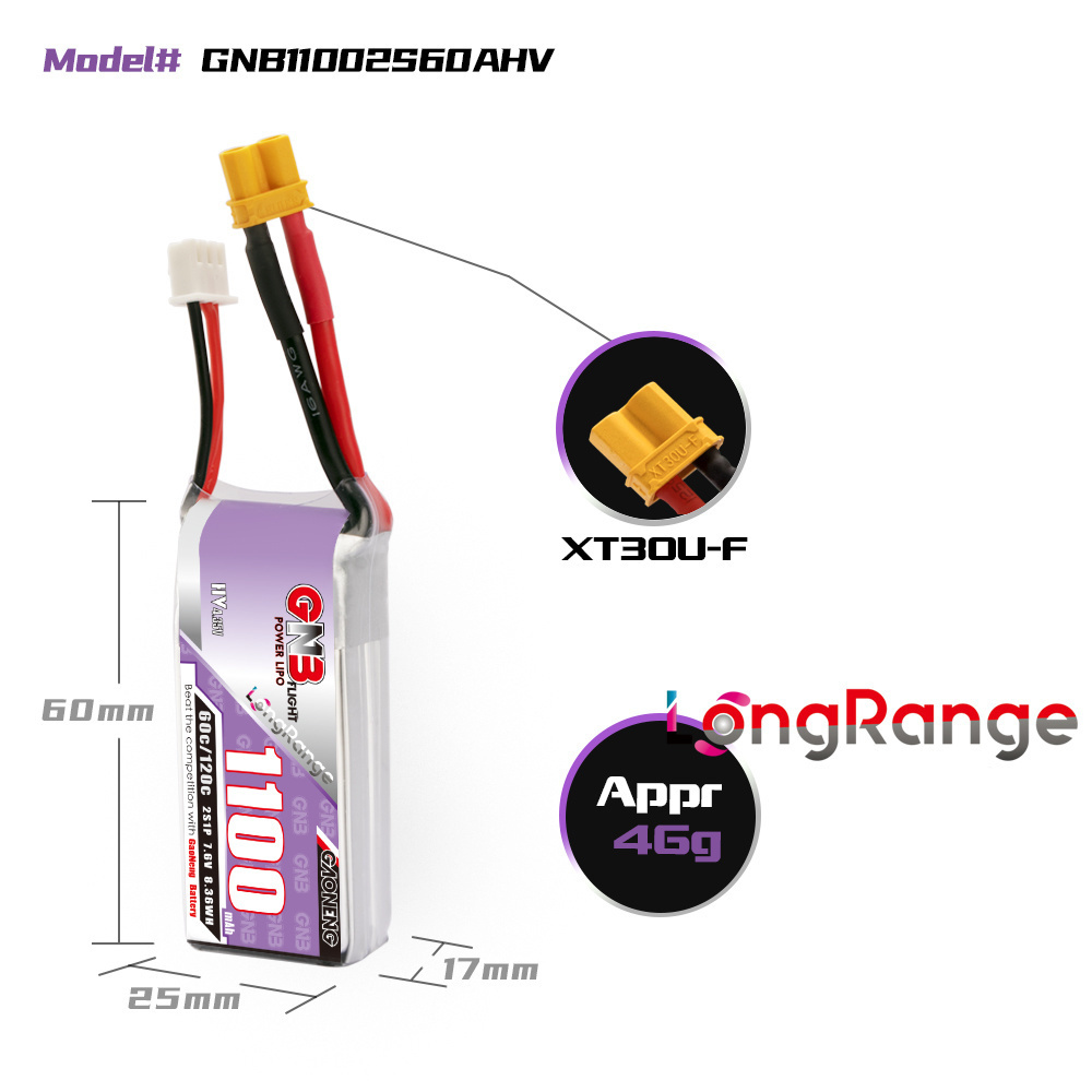 GNB 1100mAh 2S 3S 4S 6S 60C/12 - Lipo Battery 4S บทวิจารณ์และราคา