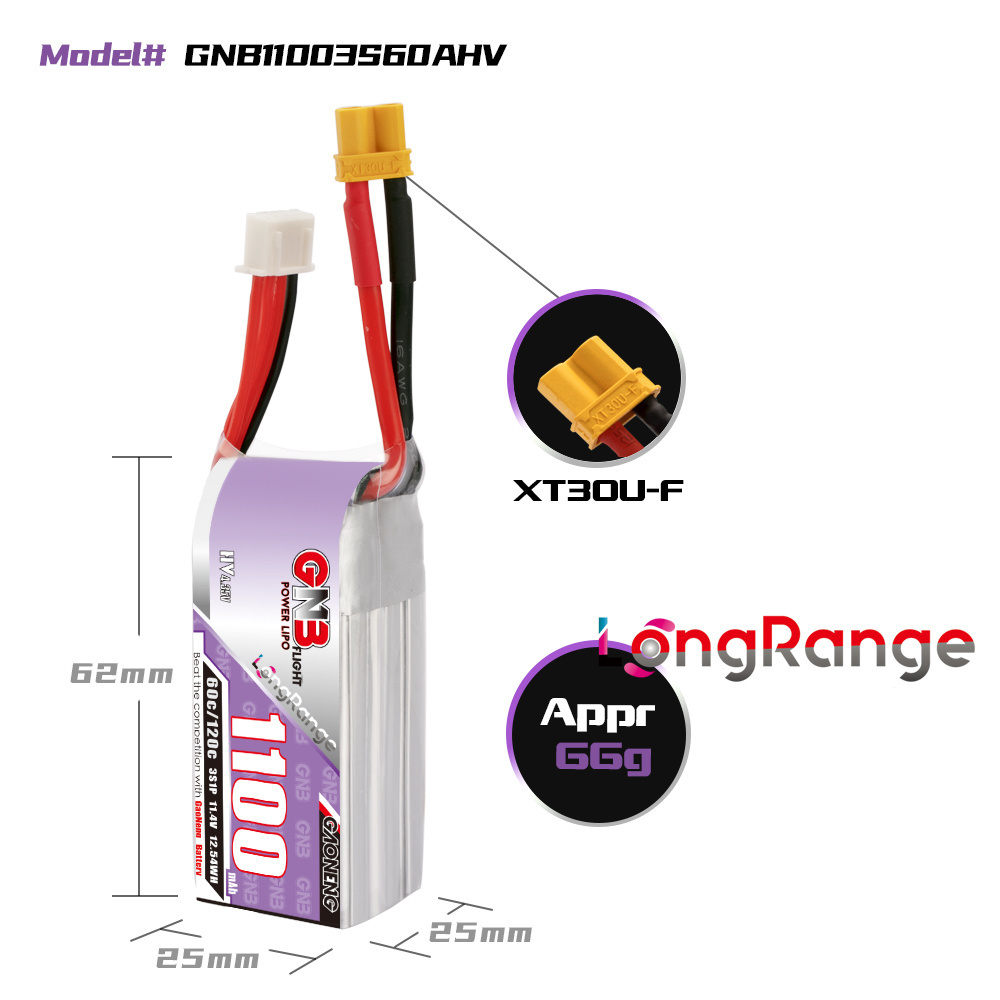 GNB 1100mAh 2S 3S 4S 6S 60C/12 - Lipo Battery 4S บทวิจารณ์และราคา