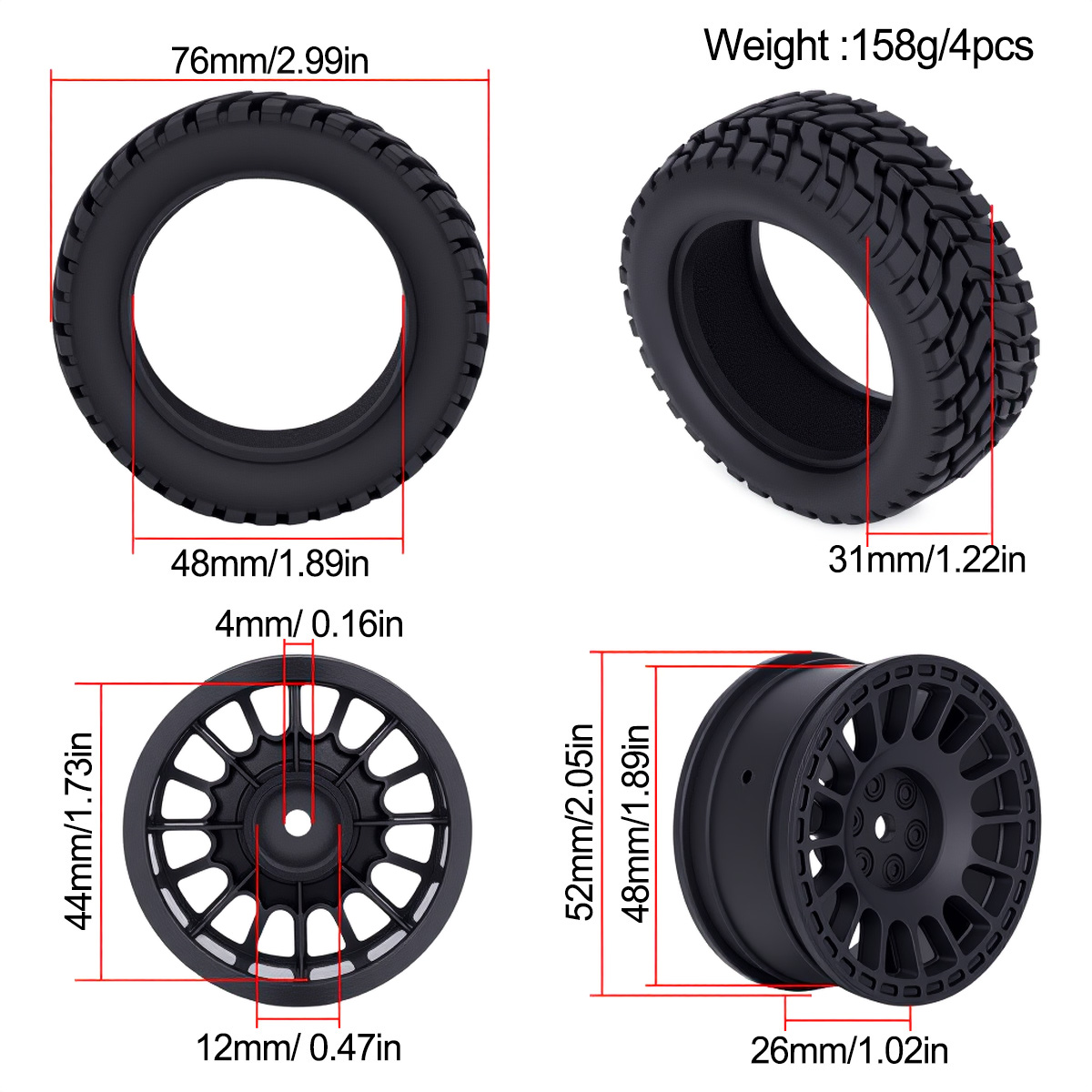 ยางพลาสติกสำหรับรถแข่งขนาด 1.9 - Rc Hobby Engine บทวิจารณ์และราคา